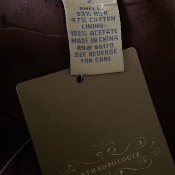 Anthropologie Odille Silk Blend Drop Waist Lace Trim Brown Gold Mod Midi Skirt 2 - Picture 13 of 13